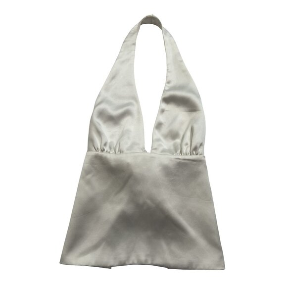 Zara Satin Effect Halter Top in White - Picture 1 of 4